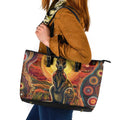 Australian Aboriginal Art Kangaroo Leather Tote Bag Maintain the Dreaming Aboriginal Dot Painting
