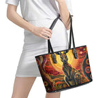 Australian Aboriginal Art Kangaroo Leather Tote Bag Maintain the Dreaming Aboriginal Dot Painting