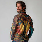 Australian Aboriginal Art Kangaroo Long Sleeve Polo Shirt Maintain the Dreaming Aboriginal Dot Painting