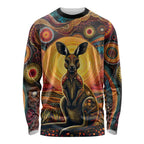 Australian Aboriginal Art Kangaroo Long Sleeve Shirt Maintain the Dreaming Aboriginal Dot Painting