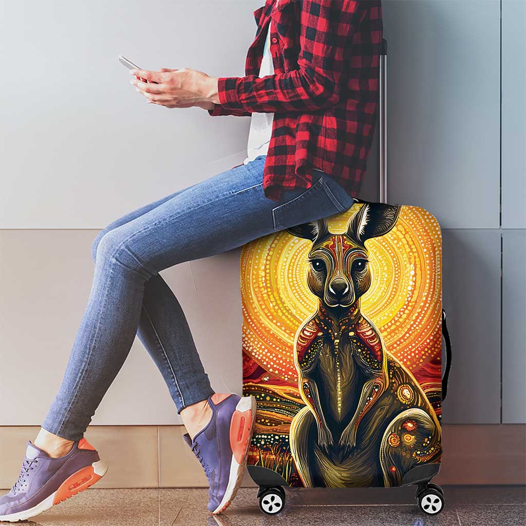 Australian Aboriginal Art Kangaroo Luggage Cover Maintain the Dreaming Aboriginal Dot Painting