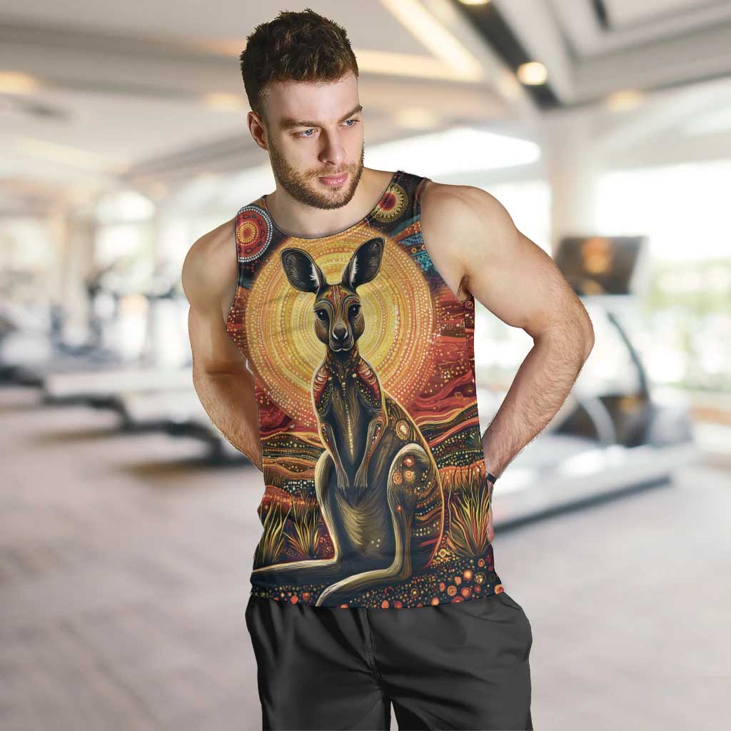 Australian Aboriginal Art Kangaroo Men Tank Top Maintain the Dreaming Aboriginal Dot Painting