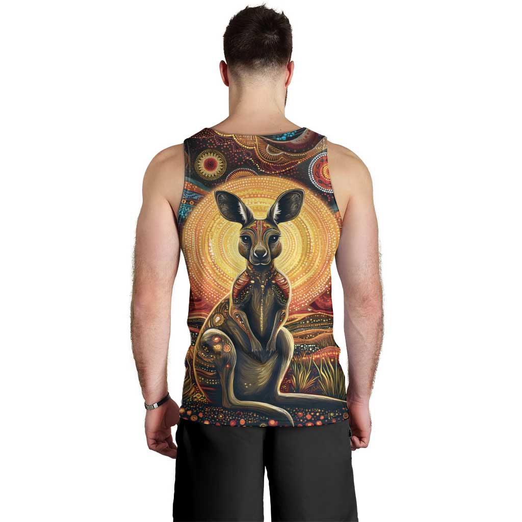 Australian Aboriginal Art Kangaroo Men Tank Top Maintain the Dreaming Aboriginal Dot Painting