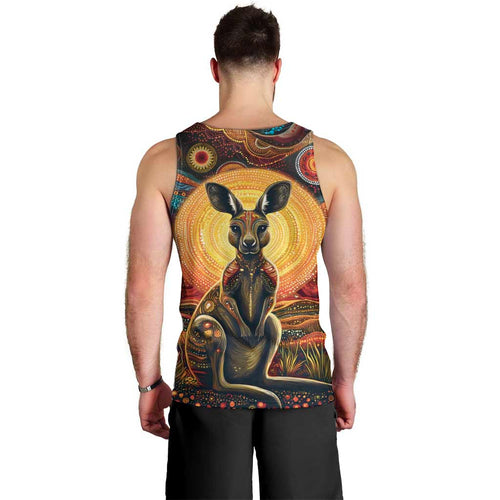 Australian Aboriginal Art Kangaroo Men Tank Top Maintain the Dreaming Aboriginal Dot Painting