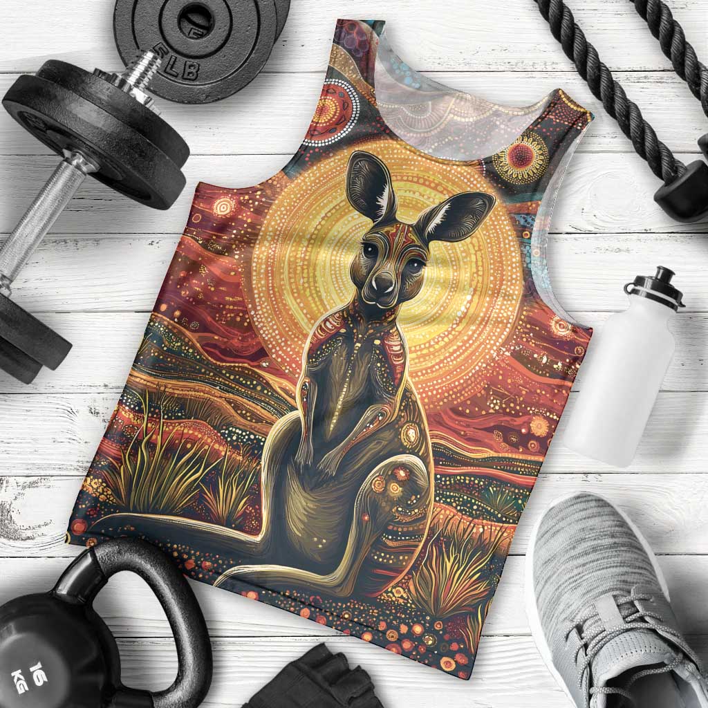 Australian Aboriginal Art Kangaroo Men Tank Top Maintain the Dreaming Aboriginal Dot Painting