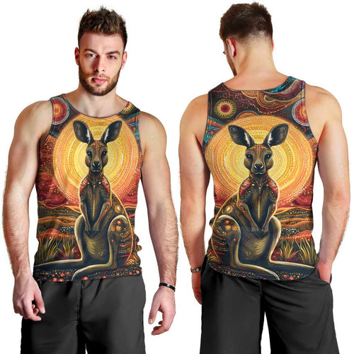 Australian Aboriginal Art Kangaroo Men Tank Top Maintain the Dreaming Aboriginal Dot Painting