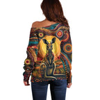Australian Aboriginal Art Kangaroo Off Shoulder Sweater Maintain the Dreaming Aboriginal Dot Painting
