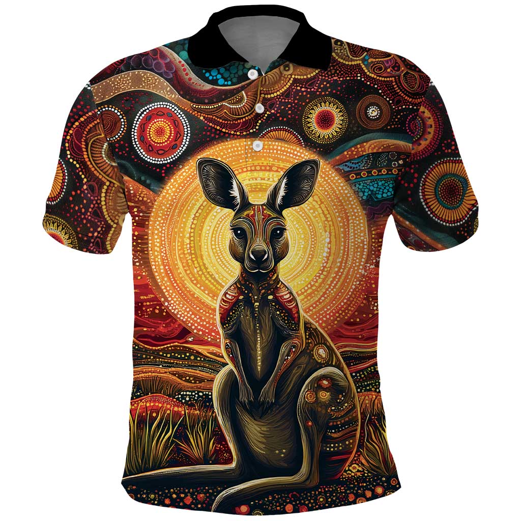 Australian Aboriginal Art Kangaroo Polo Shirt Maintain the Dreaming Aboriginal Dot Painting