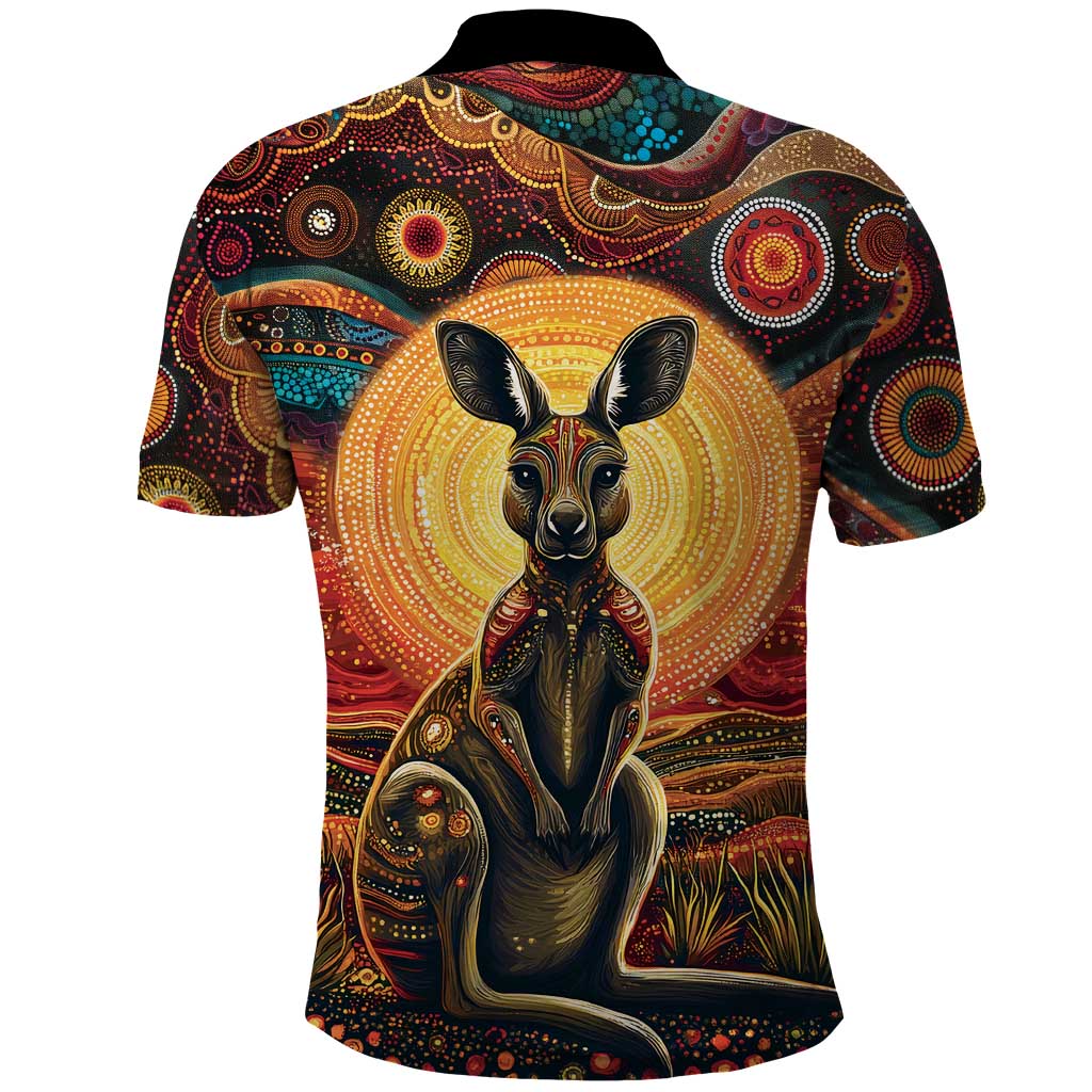 Australian Aboriginal Art Kangaroo Polo Shirt Maintain the Dreaming Aboriginal Dot Painting
