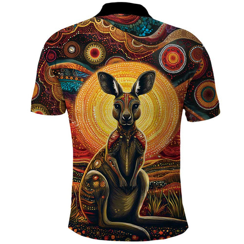 Australian Aboriginal Art Kangaroo Polo Shirt Maintain the Dreaming Aboriginal Dot Painting