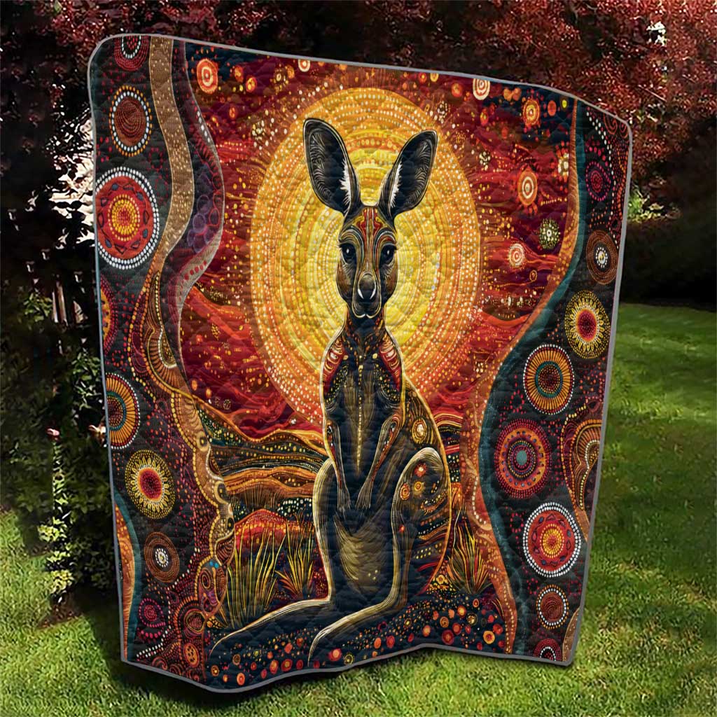 Australian Aboriginal Art Kangaroo Quilt Maintain the Dreaming Aboriginal Dot Painting
