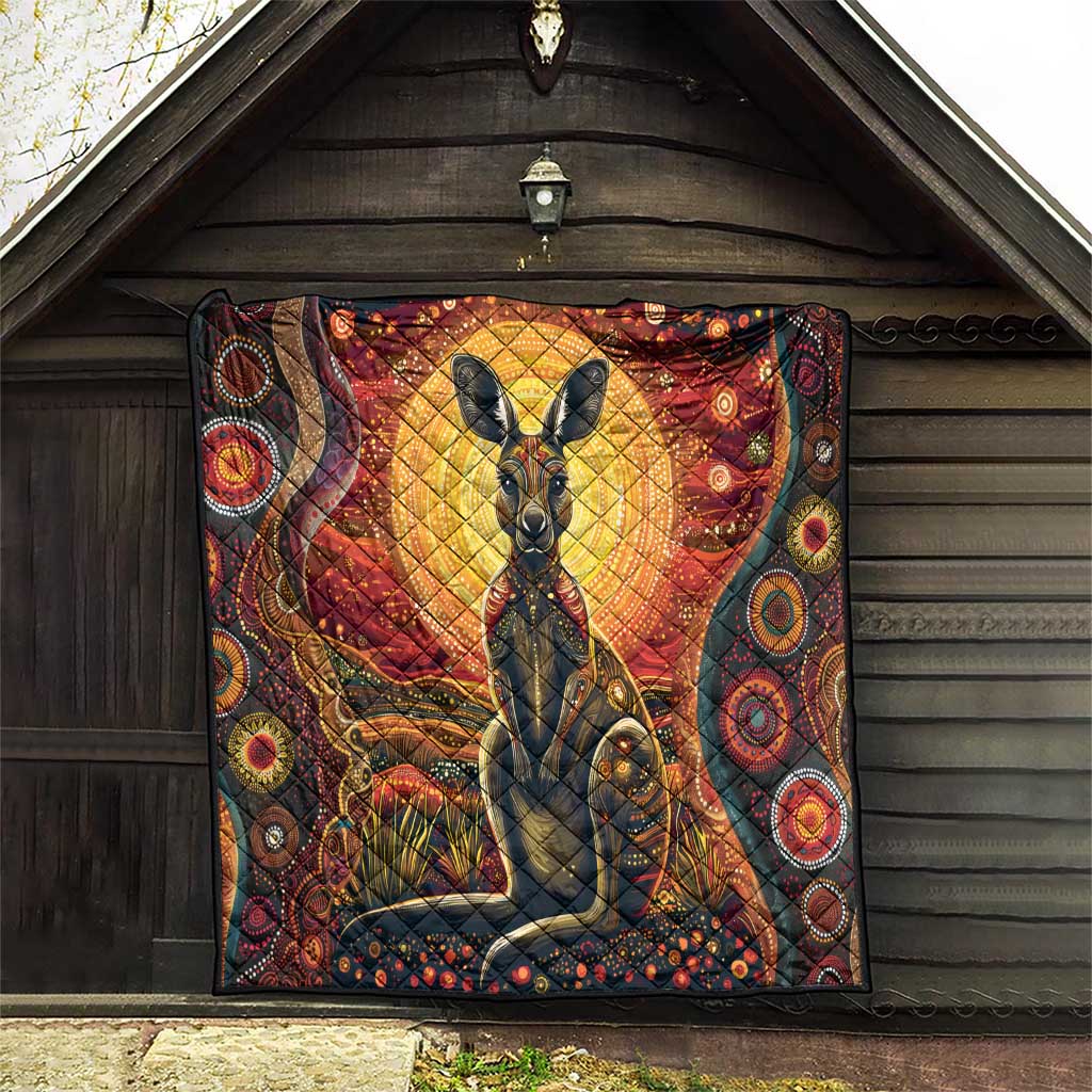 Australian Aboriginal Art Kangaroo Quilt Maintain the Dreaming Aboriginal Dot Painting
