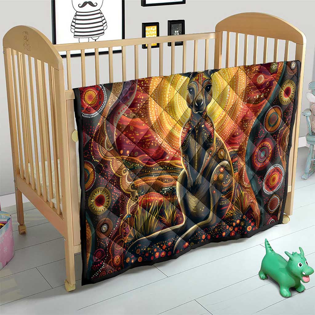 Australian Aboriginal Art Kangaroo Quilt Maintain the Dreaming Aboriginal Dot Painting