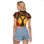 Australian Aboriginal Art Kangaroo Raglan Cropped T Shirt Maintain the Dreaming Aboriginal Dot Painting