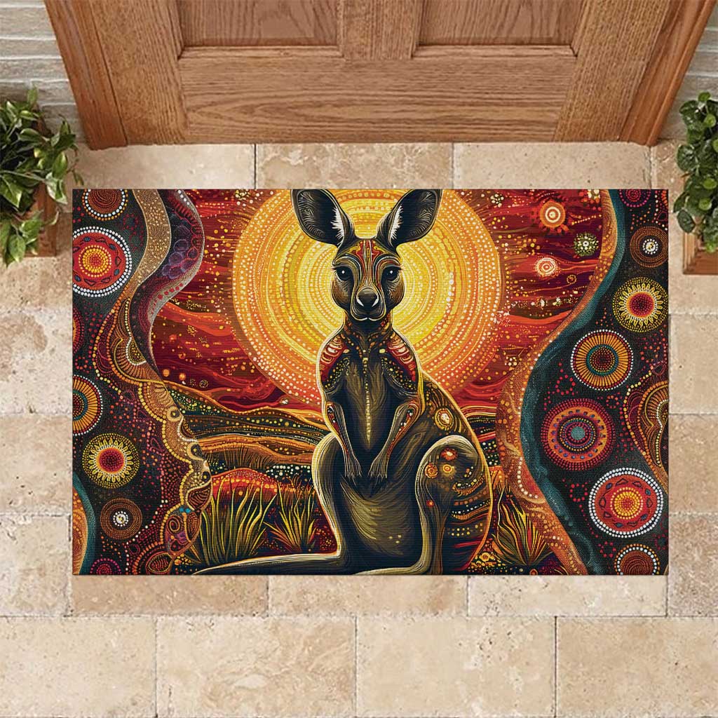 Australian Aboriginal Art Kangaroo Rubber Doormat Maintain the Dreaming Aboriginal Dot Painting