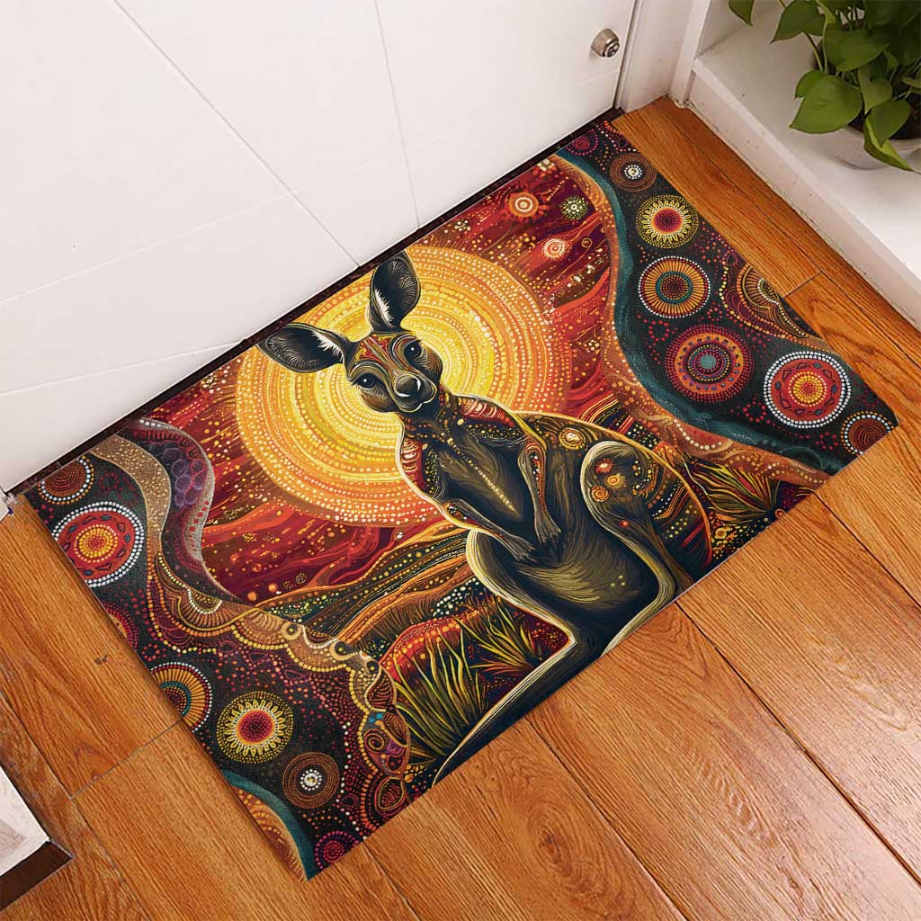Australian Aboriginal Art Kangaroo Rubber Doormat Maintain the Dreaming Aboriginal Dot Painting