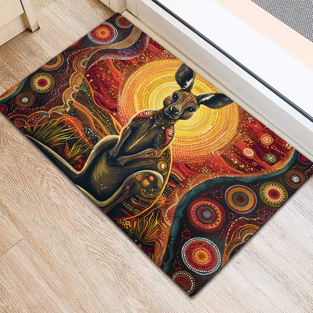 Australian Aboriginal Art Kangaroo Rubber Doormat Maintain the Dreaming Aboriginal Dot Painting