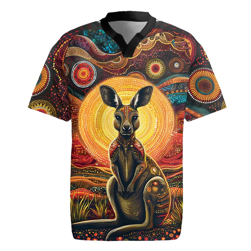 Australian Aboriginal Art Kangaroo Rugby Jersey Maintain the Dreaming Aboriginal Dot Painting