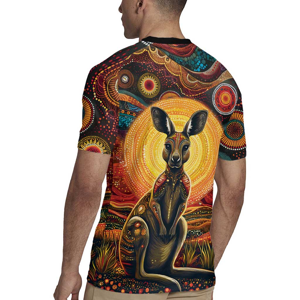 Australian Aboriginal Art Kangaroo Rugby Jersey Maintain the Dreaming Aboriginal Dot Painting