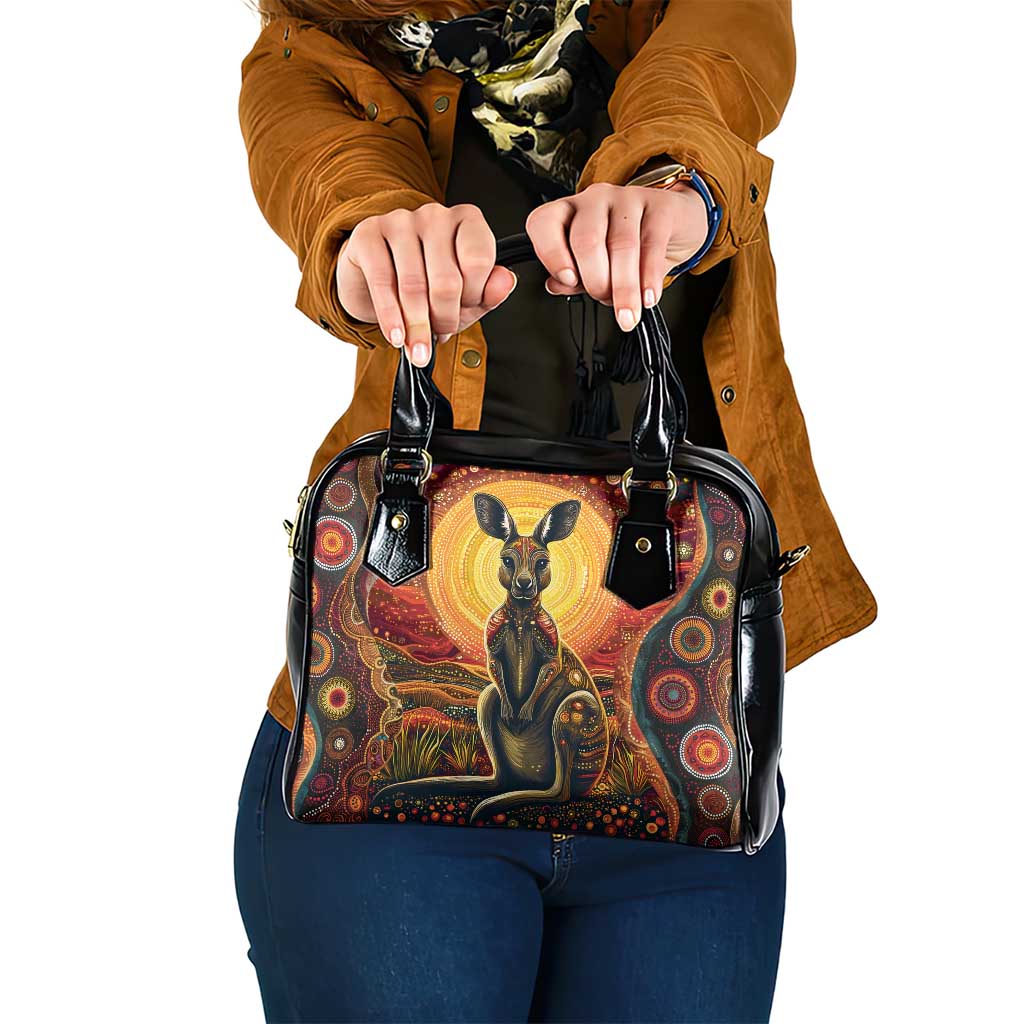 Australian Aboriginal Art Kangaroo Shoulder Handbag Maintain the Dreaming Aboriginal Dot Painting
