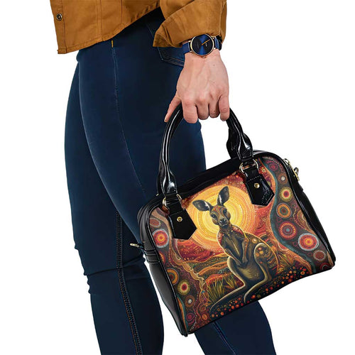 Australian Aboriginal Art Kangaroo Shoulder Handbag Maintain the Dreaming Aboriginal Dot Painting