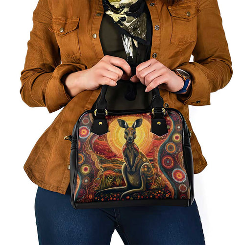 Australian Aboriginal Art Kangaroo Shoulder Handbag Maintain the Dreaming Aboriginal Dot Painting