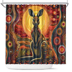 Australian Aboriginal Art Kangaroo Shower Curtain Maintain the Dreaming Aboriginal Dot Painting