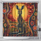 Australian Aboriginal Art Kangaroo Shower Curtain Maintain the Dreaming Aboriginal Dot Painting