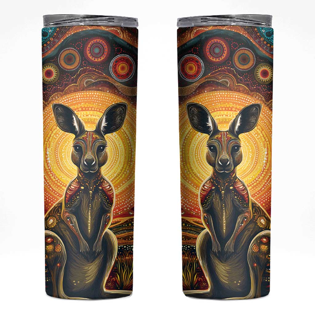 Australian Aboriginal Art Kangaroo Skinny Tumbler Maintain the Dreaming Aboriginal Dot Painting