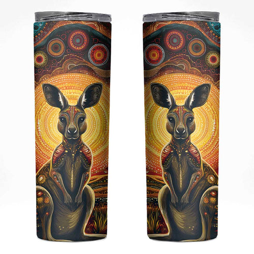 Australian Aboriginal Art Kangaroo Skinny Tumbler Maintain the Dreaming Aboriginal Dot Painting