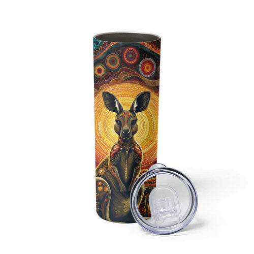 Australian Aboriginal Art Kangaroo Skinny Tumbler Maintain the Dreaming Aboriginal Dot Painting