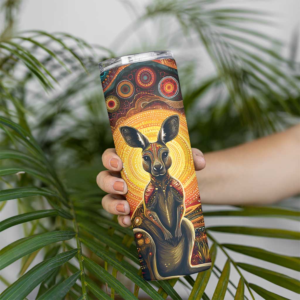 Australian Aboriginal Art Kangaroo Skinny Tumbler Maintain the Dreaming Aboriginal Dot Painting