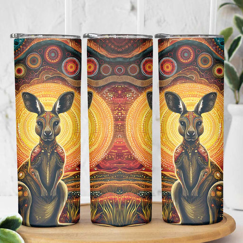 Australian Aboriginal Art Kangaroo Skinny Tumbler Maintain the Dreaming Aboriginal Dot Painting