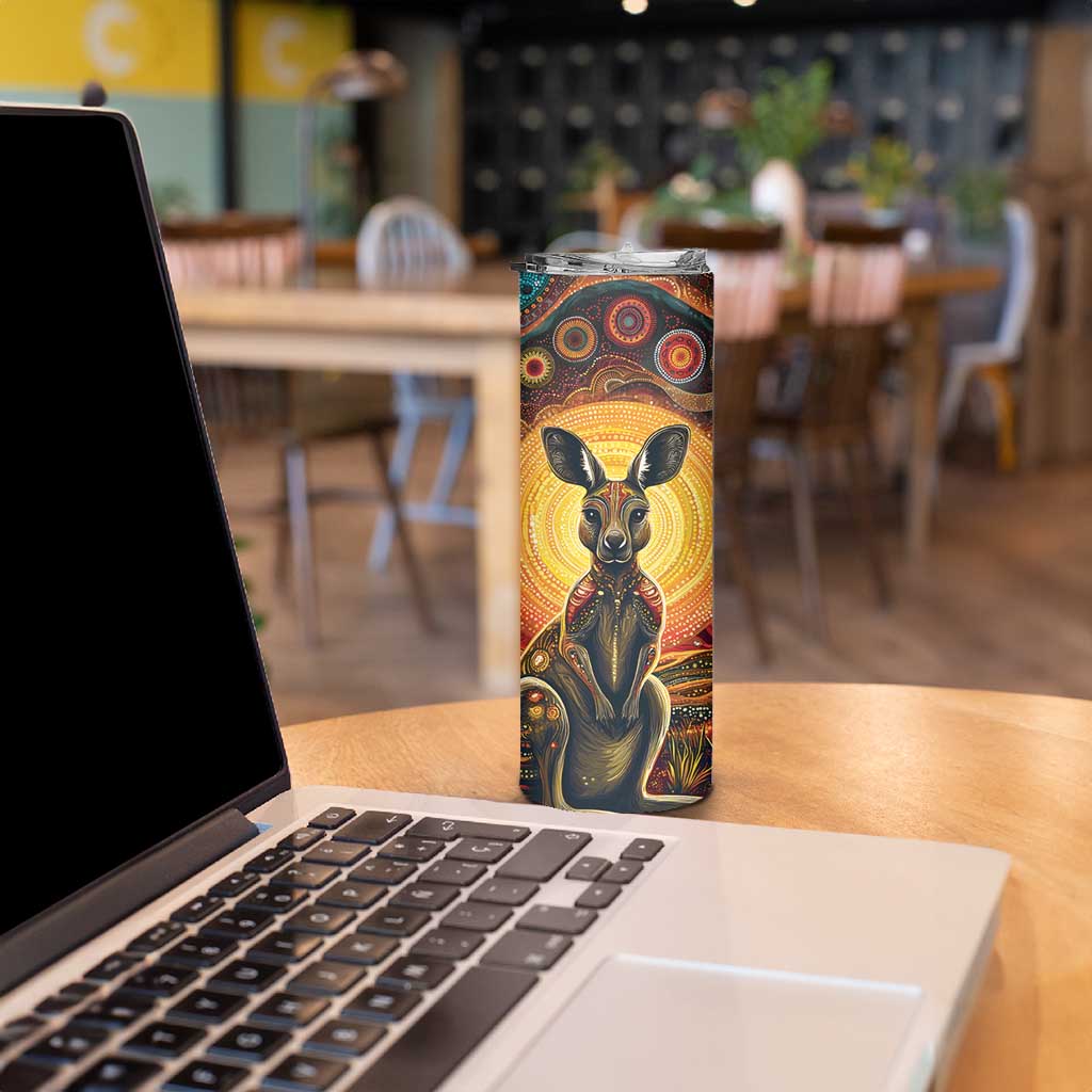 Australian Aboriginal Art Kangaroo Skinny Tumbler Maintain the Dreaming Aboriginal Dot Painting