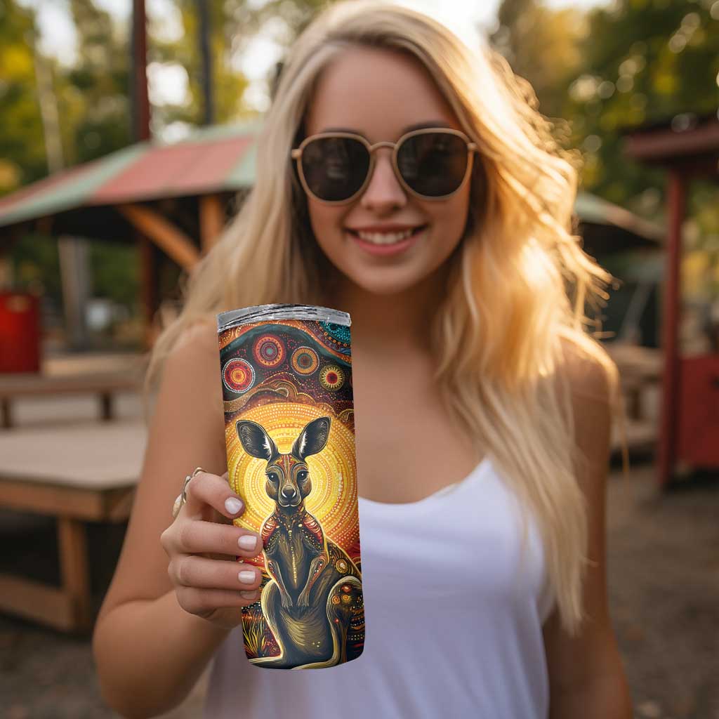Australian Aboriginal Art Kangaroo Skinny Tumbler Maintain the Dreaming Aboriginal Dot Painting