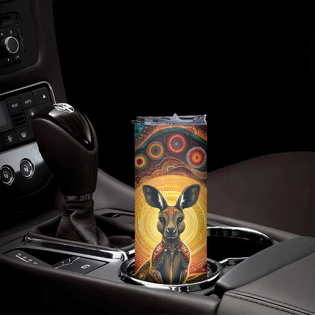 Australian Aboriginal Art Kangaroo Skinny Tumbler Maintain the Dreaming Aboriginal Dot Painting