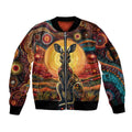 Australian Aboriginal Art Kangaroo Sleeve Zip Bomber Jacket Maintain the Dreaming Aboriginal Dot Painting
