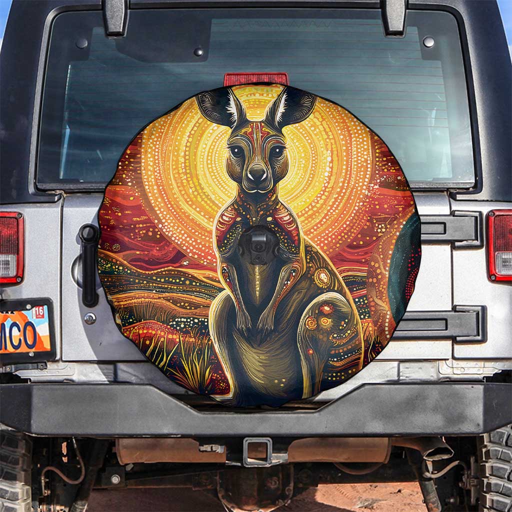 Australian Aboriginal Art Kangaroo Spare Tire Cover Maintain the Dreaming Aboriginal Dot Painting