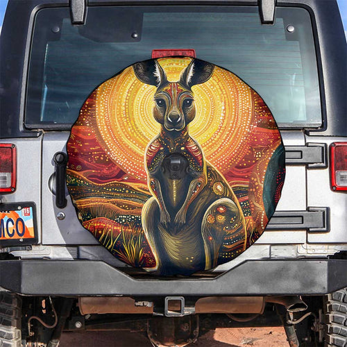 Australian Aboriginal Art Kangaroo Spare Tire Cover Maintain the Dreaming Aboriginal Dot Painting
