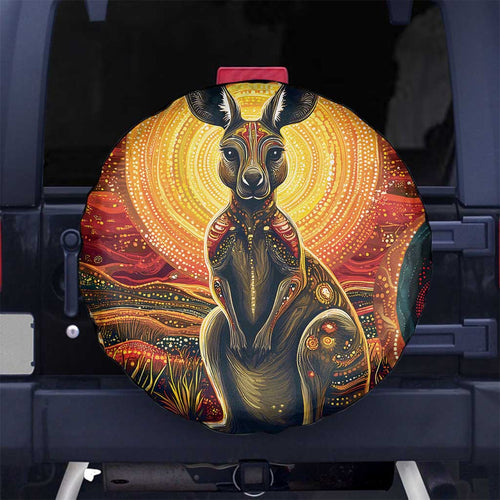 Australian Aboriginal Art Kangaroo Spare Tire Cover Maintain the Dreaming Aboriginal Dot Painting