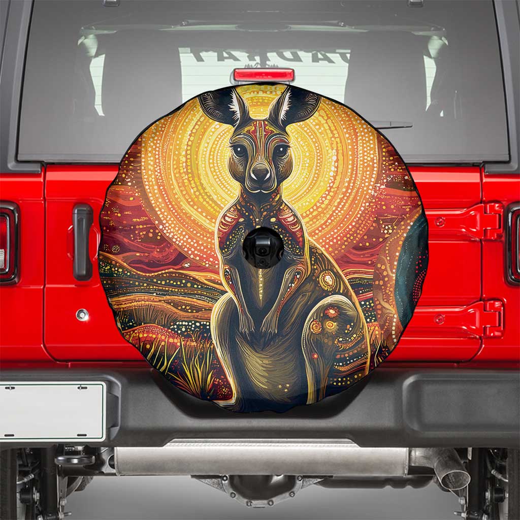 Australian Aboriginal Art Kangaroo Spare Tire Cover Maintain the Dreaming Aboriginal Dot Painting