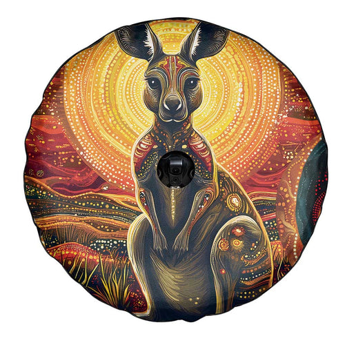 Australian Aboriginal Art Kangaroo Spare Tire Cover Maintain the Dreaming Aboriginal Dot Painting