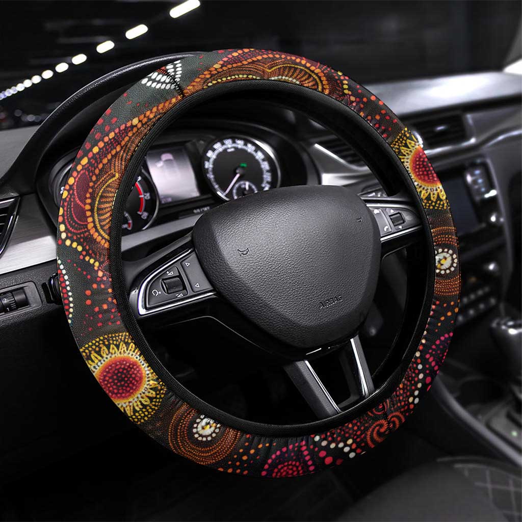 Australian Aboriginal Art Kangaroo Steering Wheel Cover Maintain the Dreaming Aboriginal Dot Painting