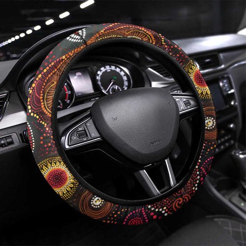 Australian Aboriginal Art Kangaroo Steering Wheel Cover Maintain the Dreaming Aboriginal Dot Painting