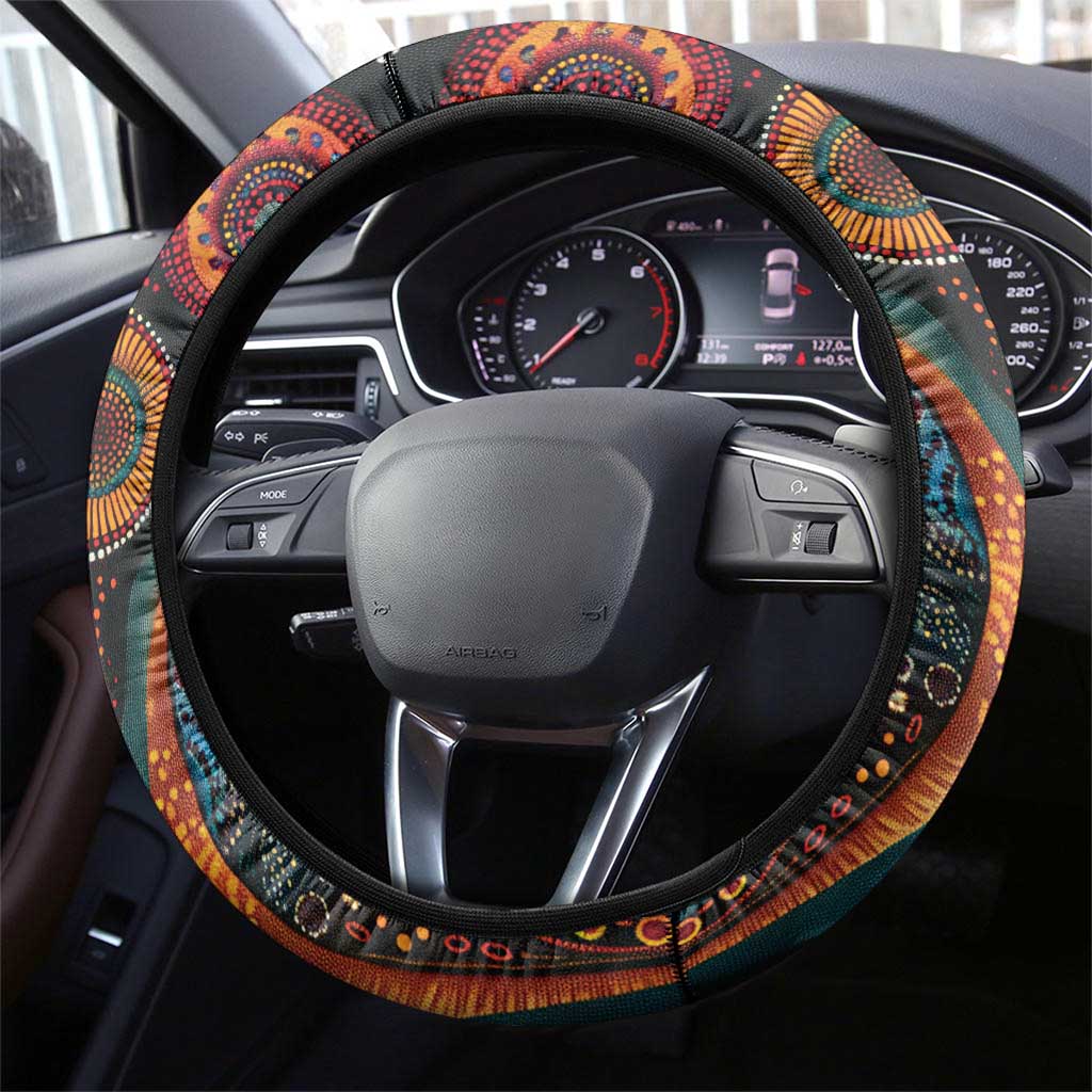 Australian Aboriginal Art Kangaroo Steering Wheel Cover Maintain the Dreaming Aboriginal Dot Painting