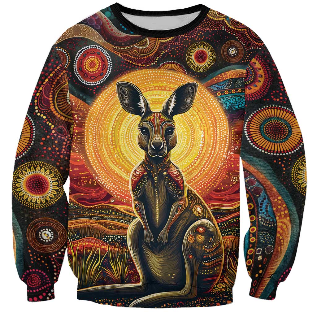 Australian Aboriginal Art Kangaroo Sweatshirt Maintain the Dreaming Aboriginal Dot Painting
