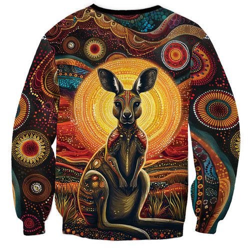 Australian Aboriginal Art Kangaroo Sweatshirt Maintain the Dreaming Aboriginal Dot Painting