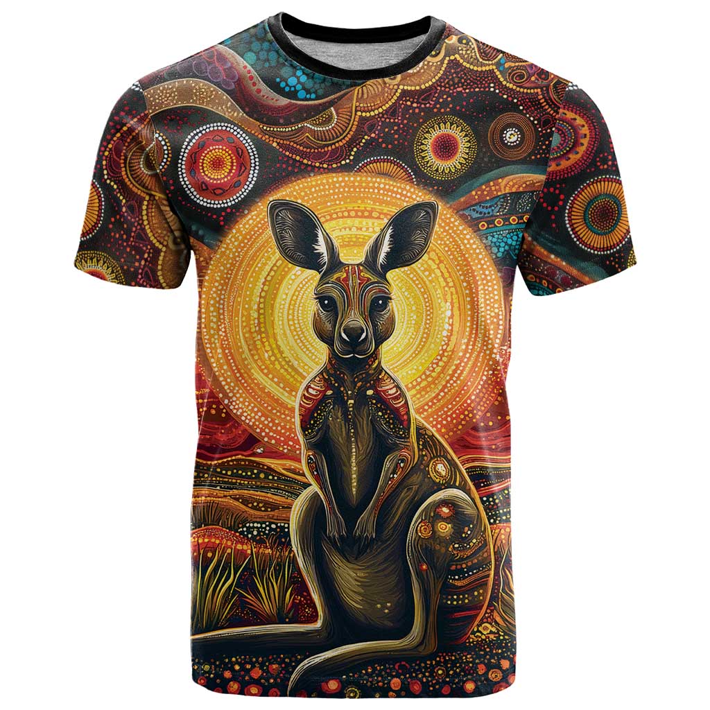 Australian Aboriginal Art Kangaroo T Shirt Maintain the Dreaming Aboriginal Dot Painting