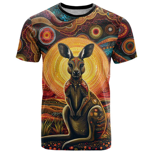 Australian Aboriginal Art Kangaroo T Shirt Maintain the Dreaming Aboriginal Dot Painting