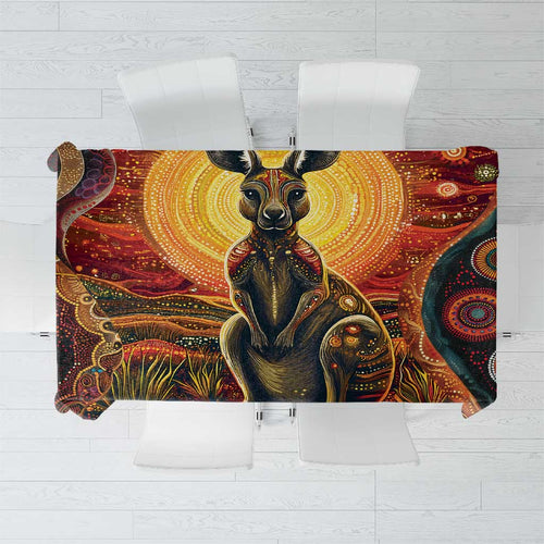 Australian Aboriginal Art Kangaroo Tablecloth Maintain the Dreaming Aboriginal Dot Painting
